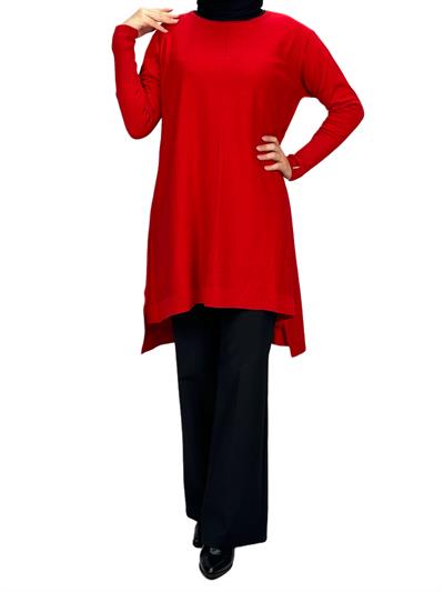 Merserize Triko Tunik Kırmızı OTW123