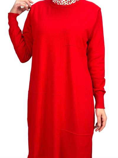 Merserize Triko Tunik Kırmızı OTW130