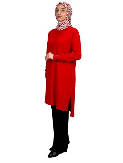 Merserize Triko Tunik Kırmızı OTW130