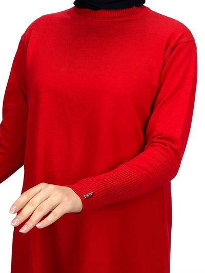 Merserize Triko Tunik Kırmızı OTW884