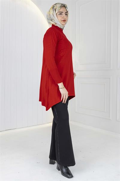 Merserize Triko Tunik Kırmızı OTW884