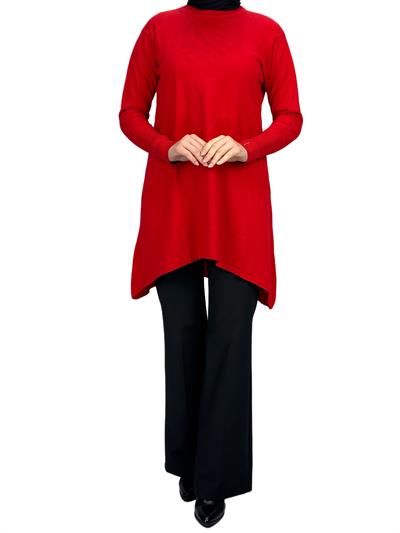 Merserize Triko Tunik Kırmızı OTW884