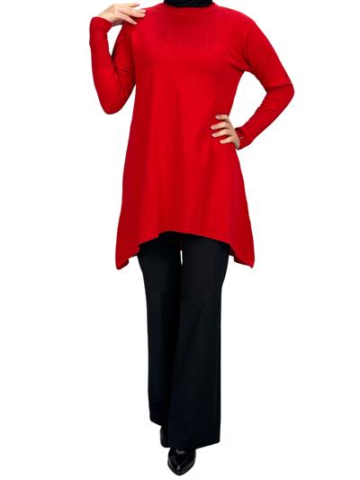 Merserize Triko Tunik Kırmızı OTW884
