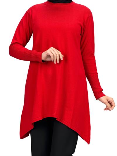 Merserize Triko Tunik Kırmızı OTW884