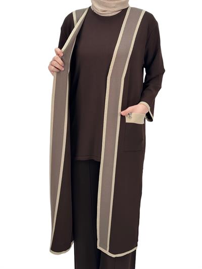 Merserize Triko Üçlü Takım Kahve OTW2918