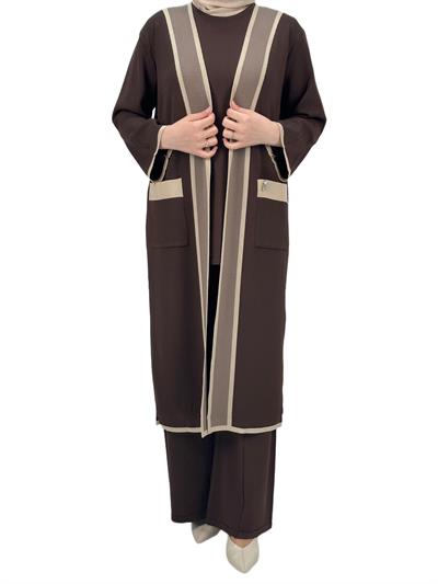 Merserize Triko Üçlü Takım Kahve OTW2918