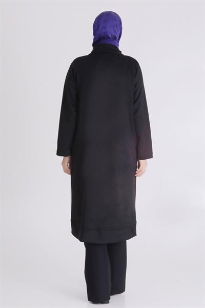 Minimal Stil Fermuar Detaylı Süet Kap Siyah OTW25129