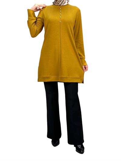 Modal İncili Tunik Hardal OTW2118