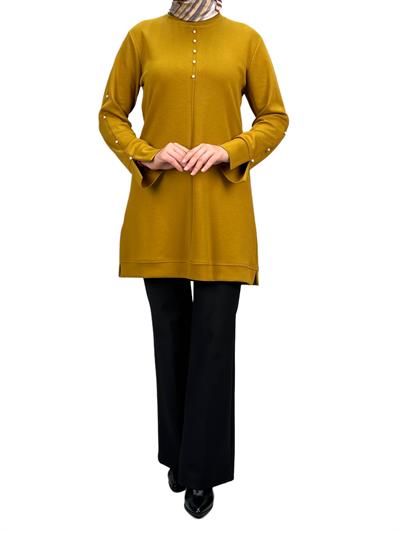 Modal İncili Tunik Hardal OTW2118