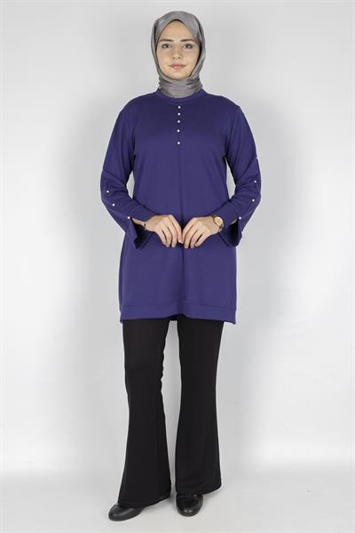 Modal İncili Tunik Mor OTW2118