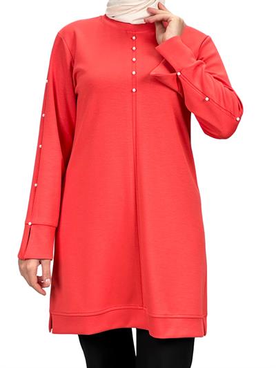 Modal İncili Tunik Nar Çiçeği OTW2118