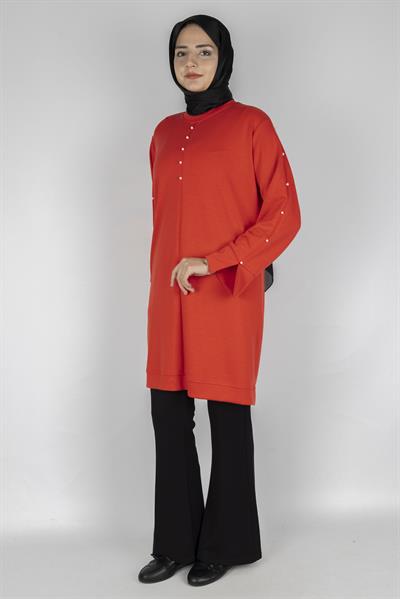 Modal İncili Tunik Nar Çiçeği OTW2118