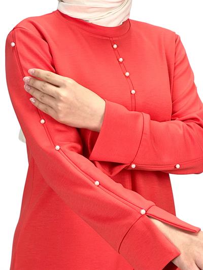 Modal İncili Tunik Nar Çiçeği OTW2118