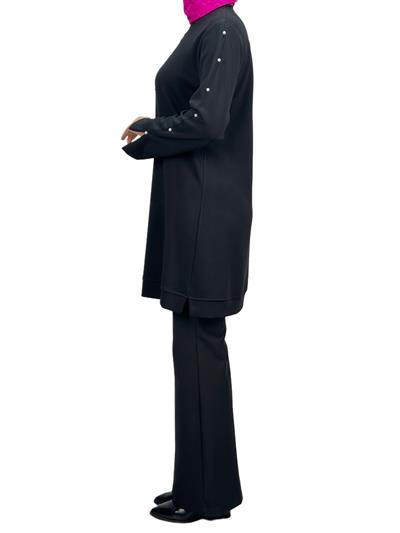 Modal İncili Tunik Siyah OTW2118