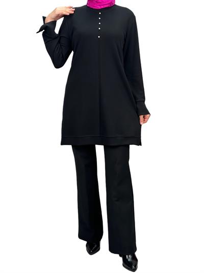 Modal İncili Tunik Siyah OTW2118