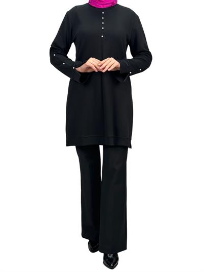 Modal İncili Tunik Siyah OTW2118