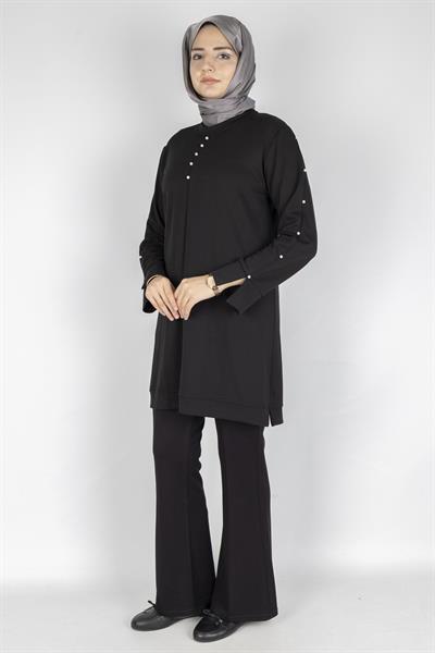 Modal İncili Tunik Siyah OTW2118