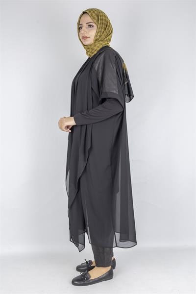 Modern Şifon Üçlü Takım Siyah OTW25610