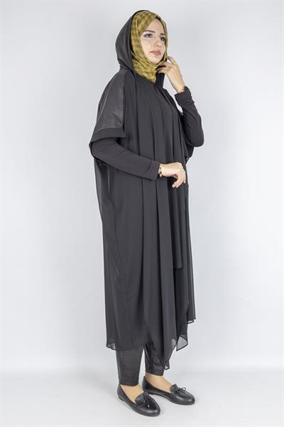 Modern Şifon Üçlü Takım Siyah OTW25610