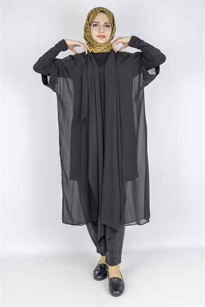 Modern Şifon Üçlü Takım Siyah OTW25610