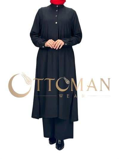 Mora Büyük Beden Pantolonlu Takım Siyah OTW2090