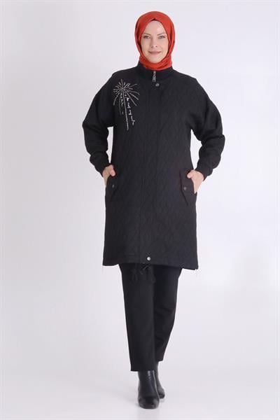 Nakış İşlemeli Spor Tarz Büyük Beden Kapitone Kap Siyah OTW25134