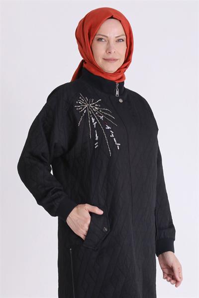 Nakış İşlemeli Spor Tarz Büyük Beden Kapitone Kap Siyah OTW25134