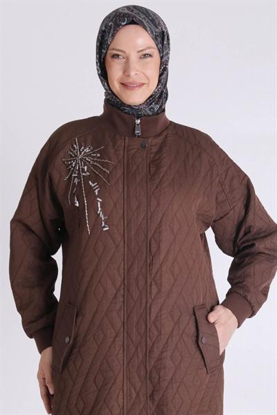 Nakış İşlemeli Spor Tarz Büyük Beden Kapitone Kap Kakao OTW25134