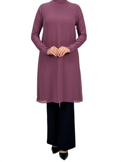 Önü Şifon Detaylı Penye Uzun Kollu İçlik  Gül Kurusu OTW8832