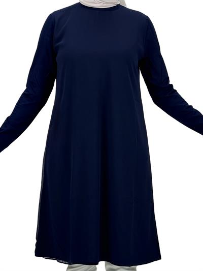 Önü Şifon Detaylı Penye Uzun Kollu İçlik  Lacivert OTW8832