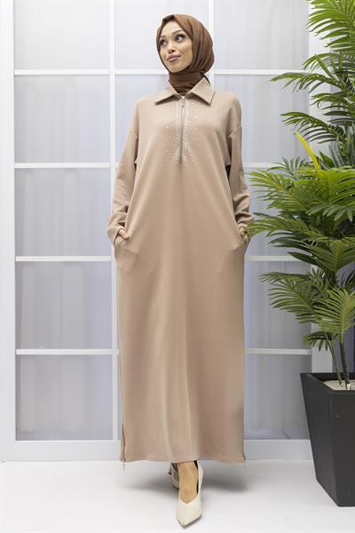 Önü Taşlı Spor Elbise Vizon OTW7235