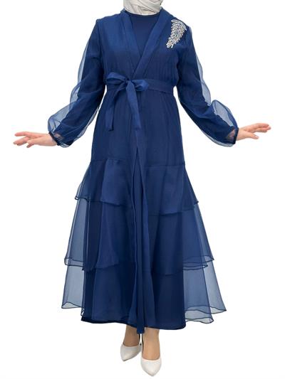 Organze Abayalı Takım Lacivert OTW4400