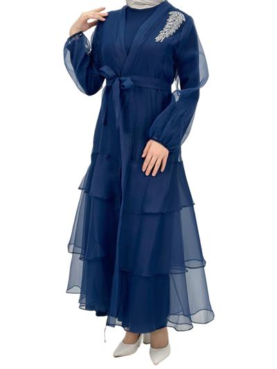 Organze Abayalı Takım Lacivert OTW4400