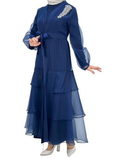 Organze Abayalı Takım Lacivert OTW4400