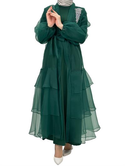 Organze Abayalı Takım Zümrüt OTW4400