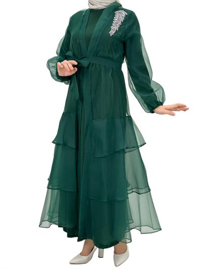 Organze Abayalı Takım Zümrüt OTW4400