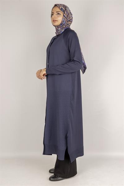 Örgü Desenli Merserize Hırka Lacivert OTW1037