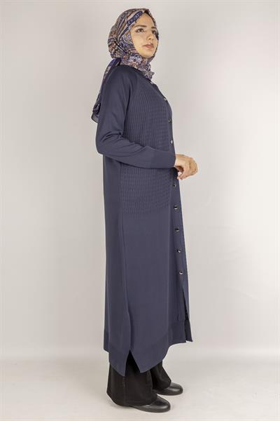 Örgü Desenli Merserize Hırka Lacivert OTW1037