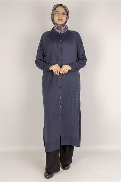 Örgü Desenli Merserize Hırka Lacivert OTW1037