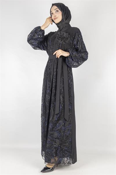Orhan Store Abaya Takım Siyah-Lacivert OTW2621