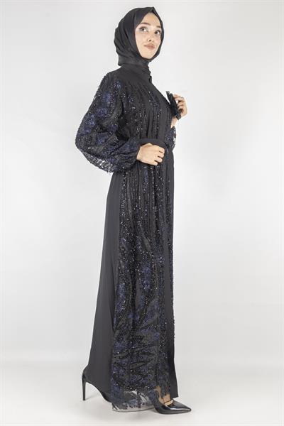 Orhan Store Abaya Takım Siyah-Lacivert OTW2621