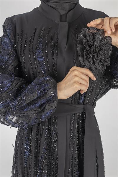 Orhan Store Abaya Takım Siyah-Lacivert OTW2621