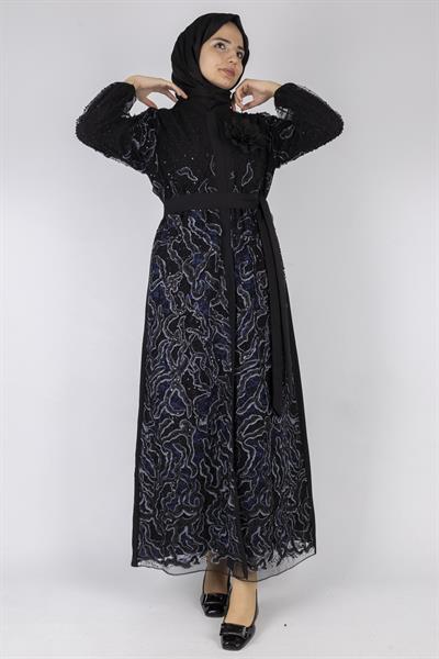 Orhan Store Abaya Takım Siyah-Lacivert OTW2682