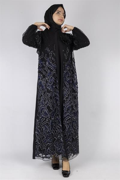 Orhan Store Abaya Takım Siyah-Lacivert OTW2682