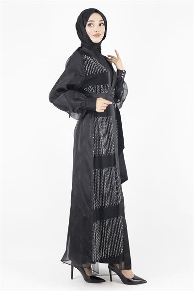 Orhan Store Abaya Takım Siyah OTW2614