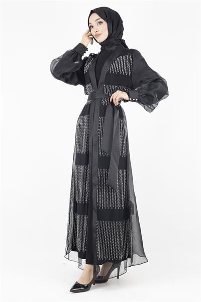 Orhan Store Abaya Takım Siyah OTW2614
