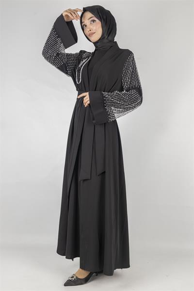 Orhan Store Abaya Takım Siyah-Siyah OTW2588