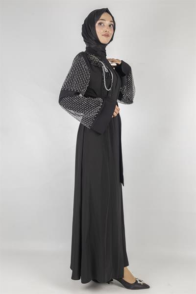 Orhan Store Abaya Takım Siyah-Siyah OTW2588