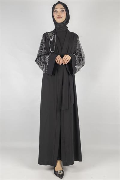 Orhan Store Abaya Takım Siyah-Siyah OTW2588