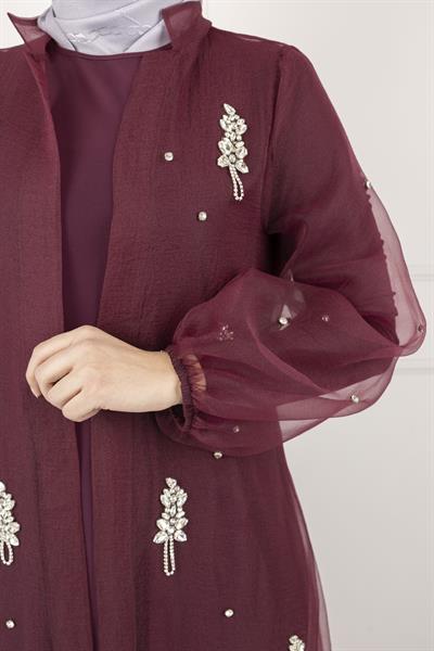 Orhan Store Abayalı Takım Bordo OTW2415